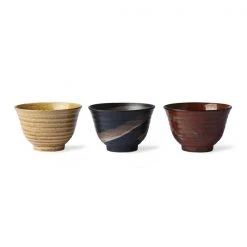 HKliving Kyoto Ceramics: Japanese Matcha Bowls (Set of 3)