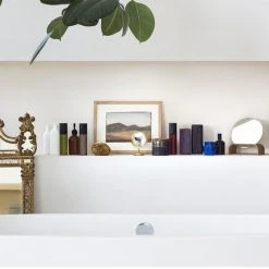 HKliving Round Vanity Mirror On Birch Plywood Stand