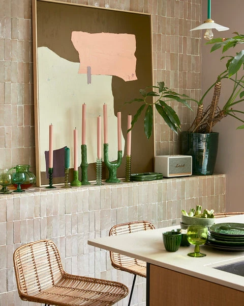 HKliving Ceramic Candle Holder | Small | Lime Green HKliving Ceramic Candle Holder | Small | Lime Green