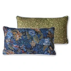 HKliving Blue Damask Floral Double Sided Print Cushion.