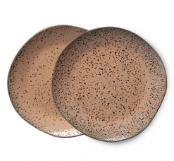 HKliving Gradient Ceramics Dessert Plate Taupe Set Of 2