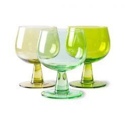 HKliving The Emeralds: Low Lime Green Wine Glass (set Of 4)