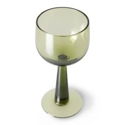 HKliving The Emeralds: Tall Wine Glass Olive Green (Set of 4)
