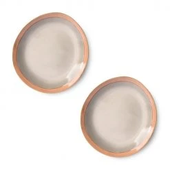 HKliving Ceramic 70s Side Plate Earth Set of 2