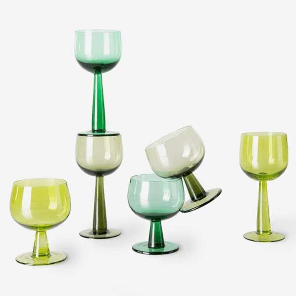 HKliving The Emeralds Wine Glass | Tall | Olive Green | Set of 4 5 HKliving The Emeralds Wine Glass | Tall | Olive Green | Set of 4