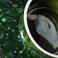 HKliving The Emeralds Ceramic Bowl On Base Large Dripping Green