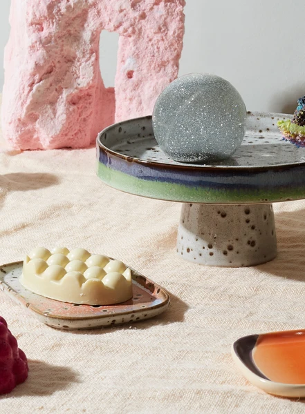 HKliving 70's Ceramic Bowl On Base - Comet From HKliving 70's Ceramic Bowl On Base - Comet From