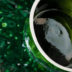 HKliving Ceramic Bowl On Base | Dripping Green 4 HKliving Ceramic Bowl On Base | Dripping Green