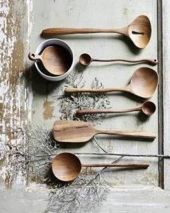 HKliving Long Teak Wooden Wiggle Scoop Spoon