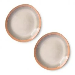 HKliving Ceramic 70s Dinner Plate Earth Set of 2