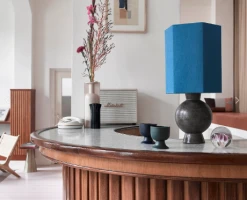 HKliving Set of 2 Mugs on A Base - Matt Blue