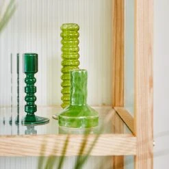 HKliving The Emeralds Small Green Ceramic Candle Holder