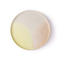 HKliving Set of 2 Pink and Yellow Round Side Plate
