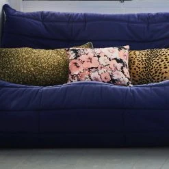 HKliving Blue Damask Floral Double Sided Print Cushion.