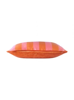 HKliving Satin & Velvet Cushion In Orange & Pink