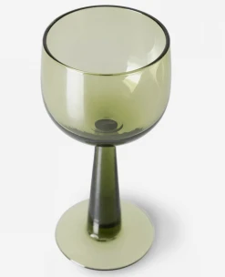 HKliving The Emeralds Wine Glass | Tall | Olive Green | Set of 4