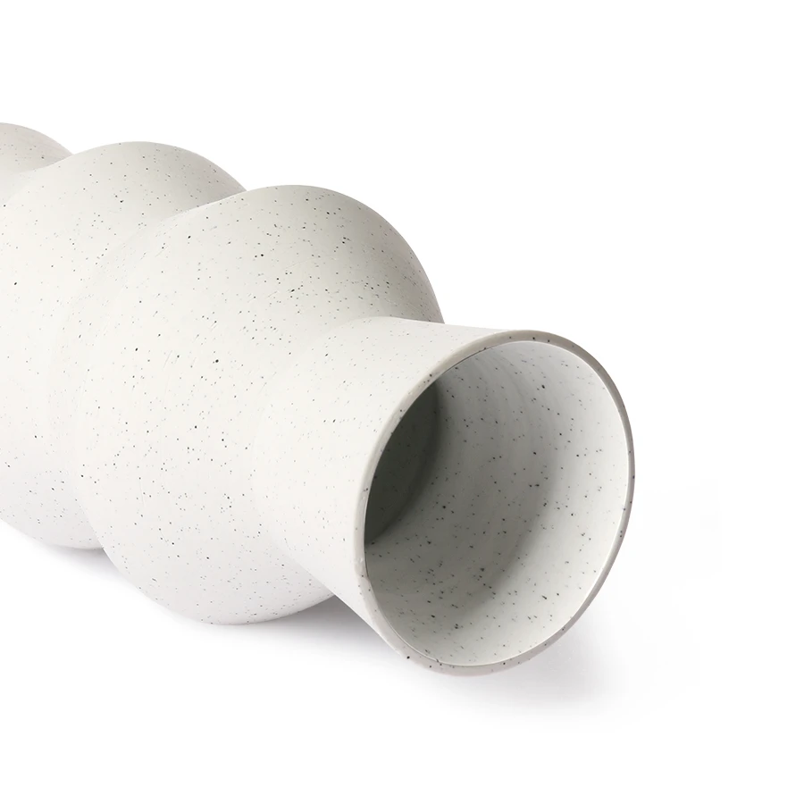 HKliving 16,5XH41cm handmade white mottled clay vase. HKliving 16,5XH41cm handmade white mottled clay vase.