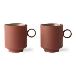 HKliving Bold & Basic Coffee Mug | Terra | Set of 2