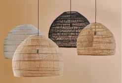 HKliving Wicker Pendant Lamp Ball Black L