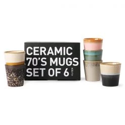 HKliving - 70s Ceramic Coffee Mugs - Set Of 6 - Oberon