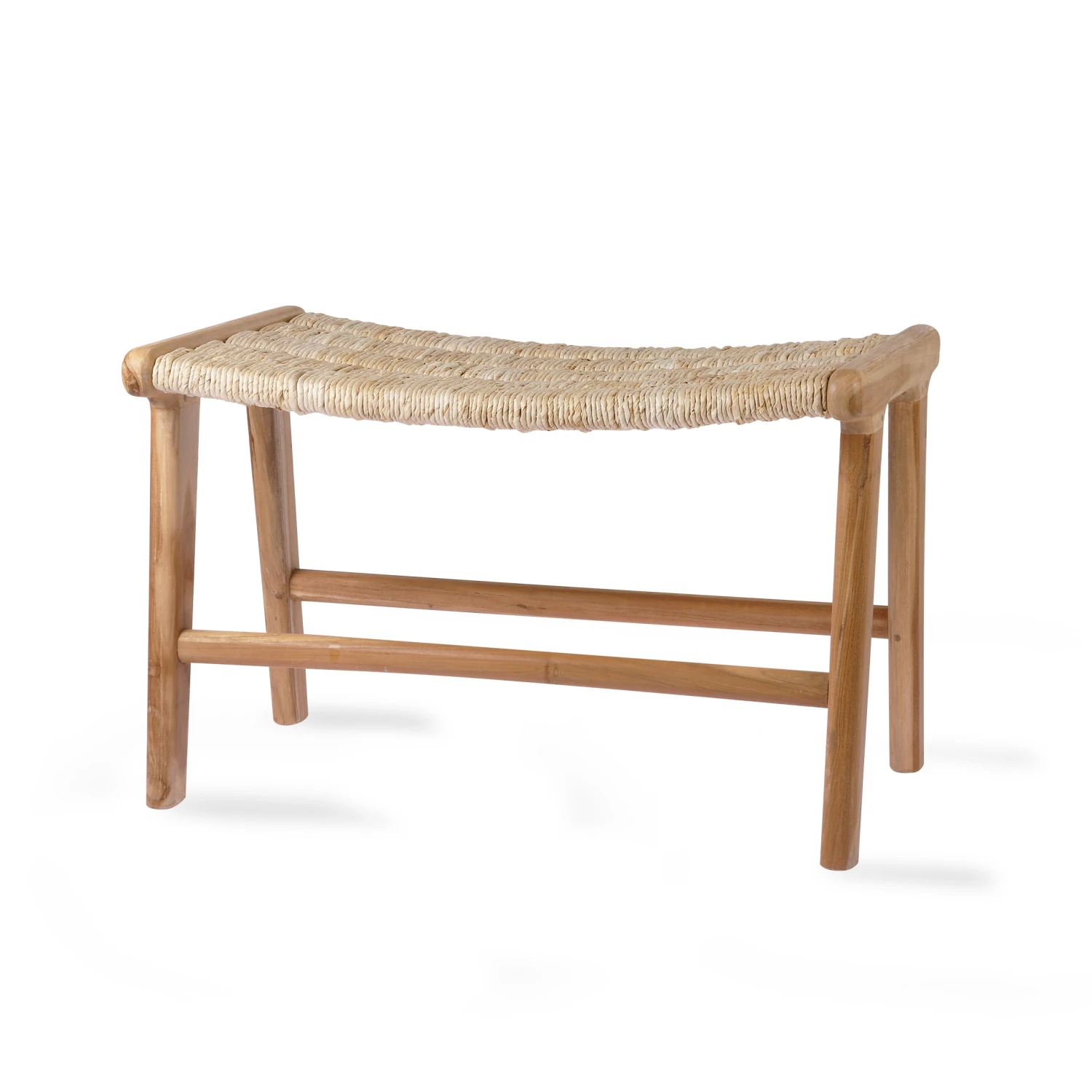 HKliving Stool 65x40x41,5cm in Natural Teak Wood and Rope Seat HKliving Stool 65x40x41,5cm in Natural Teak Wood and Rope Seat