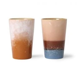HKliving Ceramic 70s Tea Mugs (Set of 2)