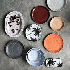 HKliving Set of 6 grey organic breakfast plates