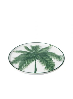 HKliving Bold & Basic Ceramics: Porcelain Side Plate Palms, Green