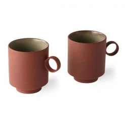 HKliving Set of 2 Terra Bold Basic Ceramics Coffee Mug