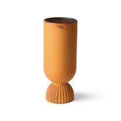 HKliving Rustic Ceramic Flower Vase With Ribbed Base