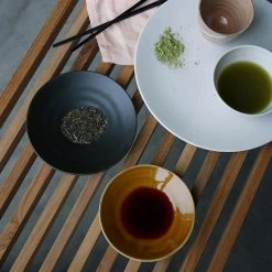 HKliving Kyoto Ceramics Japanese Small Plate Brown Set of 4