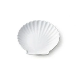 HKliving Set of 2 White Matt M Athena Ceramics Shell Tray