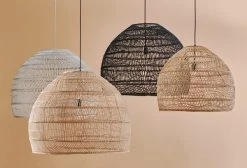 HKliving Wicker Pendant Lamp Ball Black
