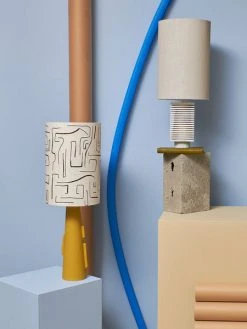 HKliving RIBBED TABLE LAMP BASE WHITE MARBLE