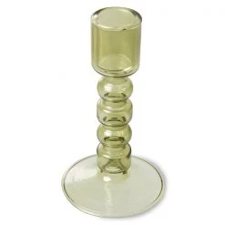 HKliving Glass Candle Holder | Medium | Olive Green
