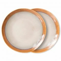 HKliving 70's Ceramics Dinner Plates | Earth | Set of 2