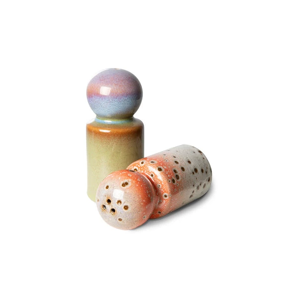HKliving 70's Ceramics Salt & Pepper Shakers Set | Asteroids / Peat HKliving 70's Ceramics Salt & Pepper Shakers Set | Asteroids / Peat