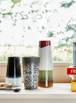 HKliving Ceramic 70's Latte Mug In Mud