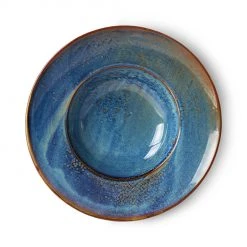 HKliving Rustic Blue Home Chef Ceramics Pasta Plate