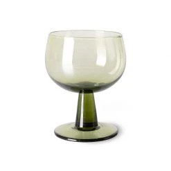 HKliving Set of 4 Olive Green Low Wine Glass: The Emeralds