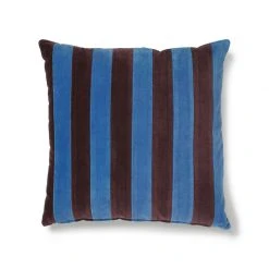 HKliving Blue/Purple striped cushion velvet, 50x50 cm