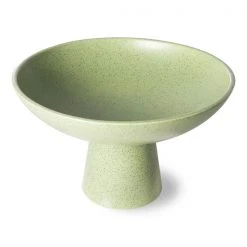 HKliving | The Emeralds Ceramic Bowl On Base Medium - Pistachio