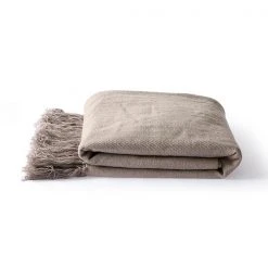 HKliving Cotton Zigzag Throw Taupe