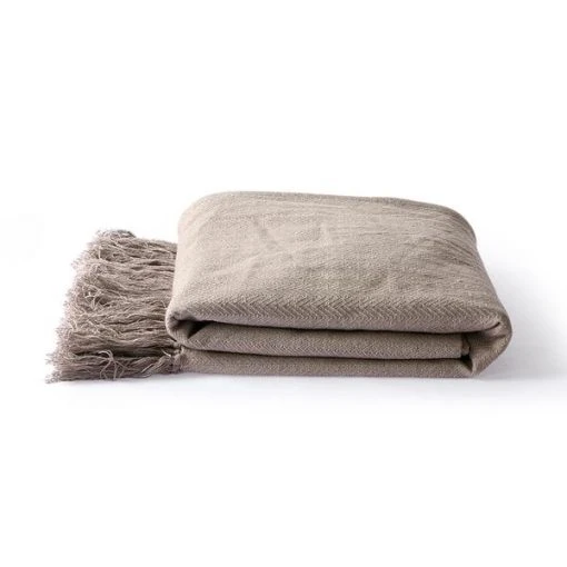 HKliving Cotton Zigzag Throw Taupe 5 HKliving Cotton Zigzag Throw Taupe