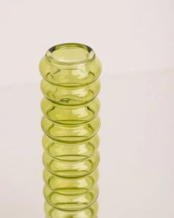 HKliving The Emeralds Glass Candle Holder L Lime Green