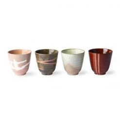 HKliving Kyoto Ceramics Japanse Yunomi Mugs Set Van 4