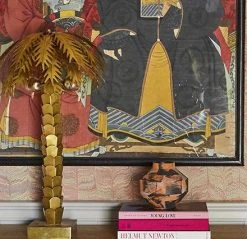 HKliving Orange Black Pink Brushstroke Painted Angular Vase