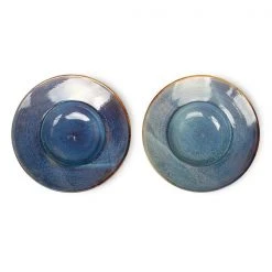 HKliving Pasta Plate Rustic Blue