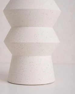 HKliving Medium White Angular Speckled Clay Vase