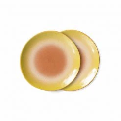 HKliving 70's Ceramics Dessert Plate | Eclipse | Set of 2